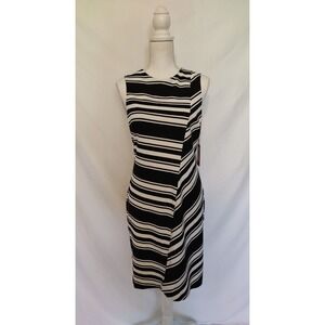 NWT Vince Camuto Sheath Dress Black & White Stripe Classic Versatile Sz 6